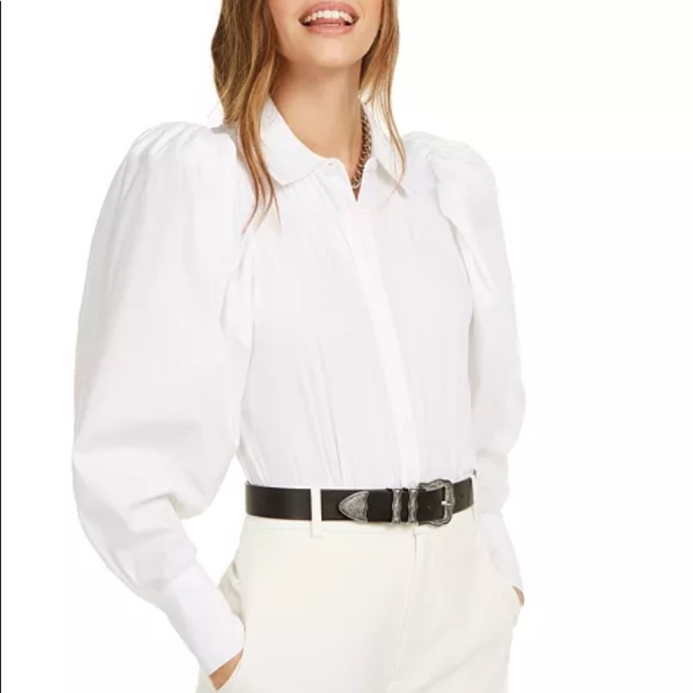 Danielle Bernstein Puff Sleeve Collar Bodysuit